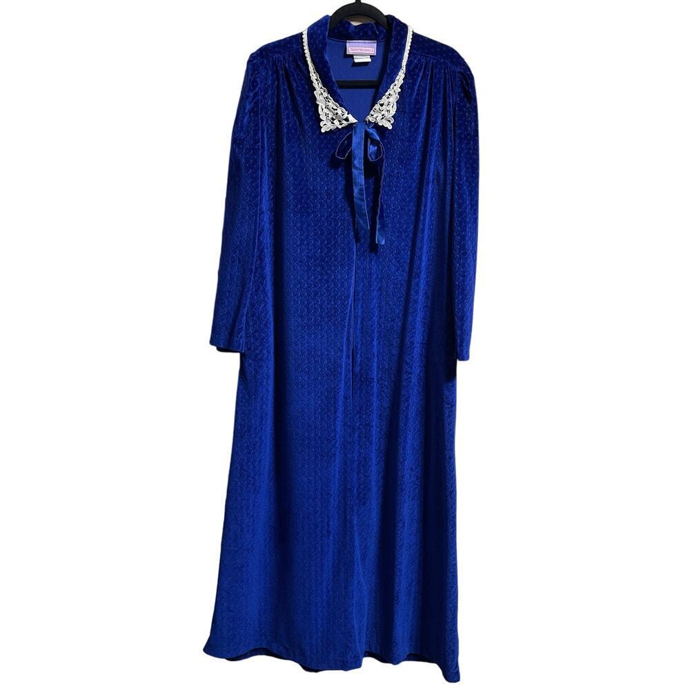 Vintage Beth Michaels Night Gown Velvet Women's Long Housedress Sz Small